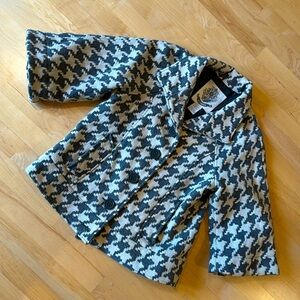 BB Dakota Cream and Gray Lined Houndstooth Blazer Jacket, Size Large, L